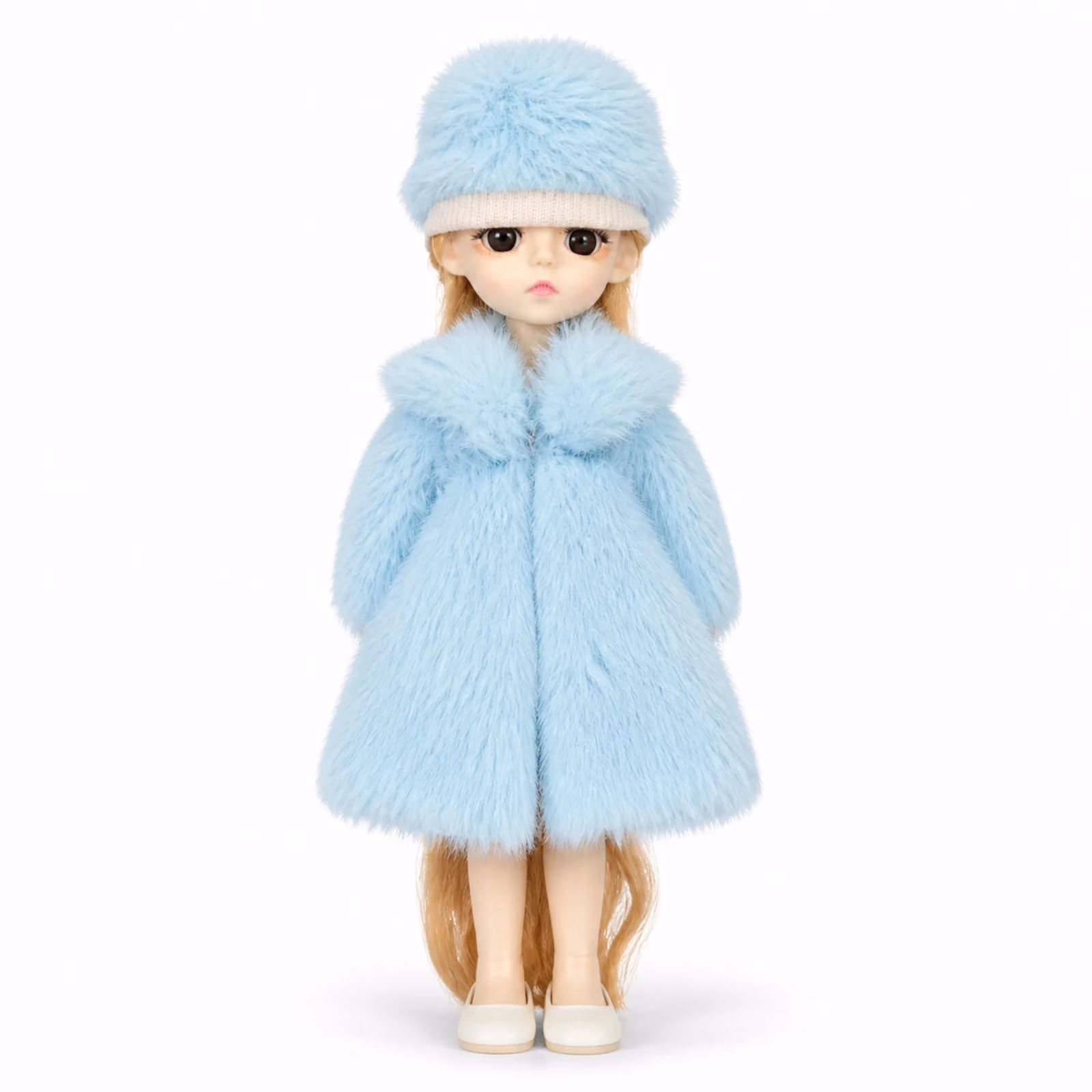 Happy Little Home Blue Winter Fashion Doll with Fluffy Coat and Hat