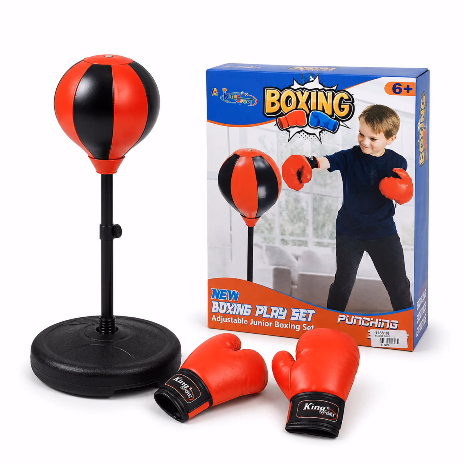 11881N Adjustable Junior Boxing Play Set with Punching Ball and Red Gloves