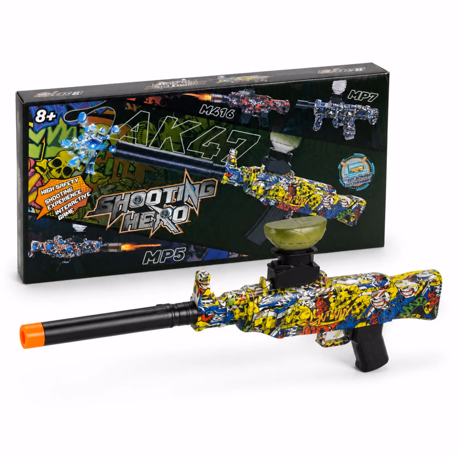 Shooting Hero Graffiti-Style Plastic Toy Blaster with Orange Safety Tip